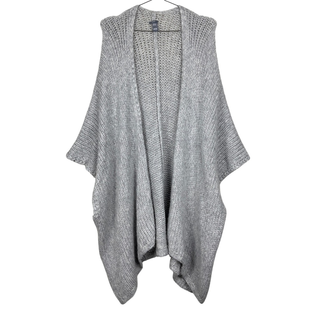Aerie Loose Knit Gray Open Front Cardigan Poncho Shawl One Size Oversized‎